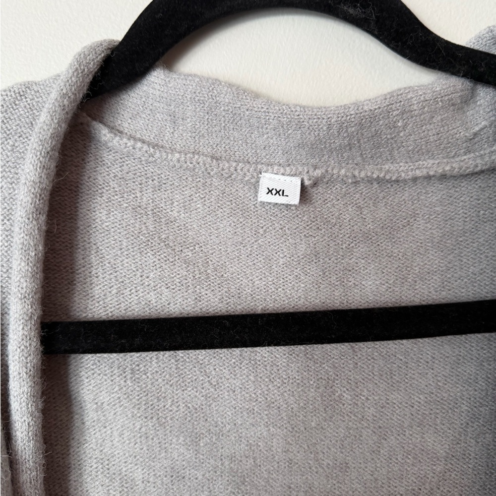 Light Gray Open Front Cardigan XXL | Soft Knit Cozy Sweater - Picture 2 of 4